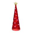 Handmade Conical Christmas Tinsel Tree with LED Light, 14.5 X 4inch, Red, 1pc