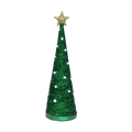 Handmade Conical Christmas Tinsel Tree with LED Light 14.5 X 4inch, Green, 1pc