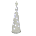 Handmade Conical Christmas Tinsel Tree with LED Light, 14.5 X 4inch, White, 1pc