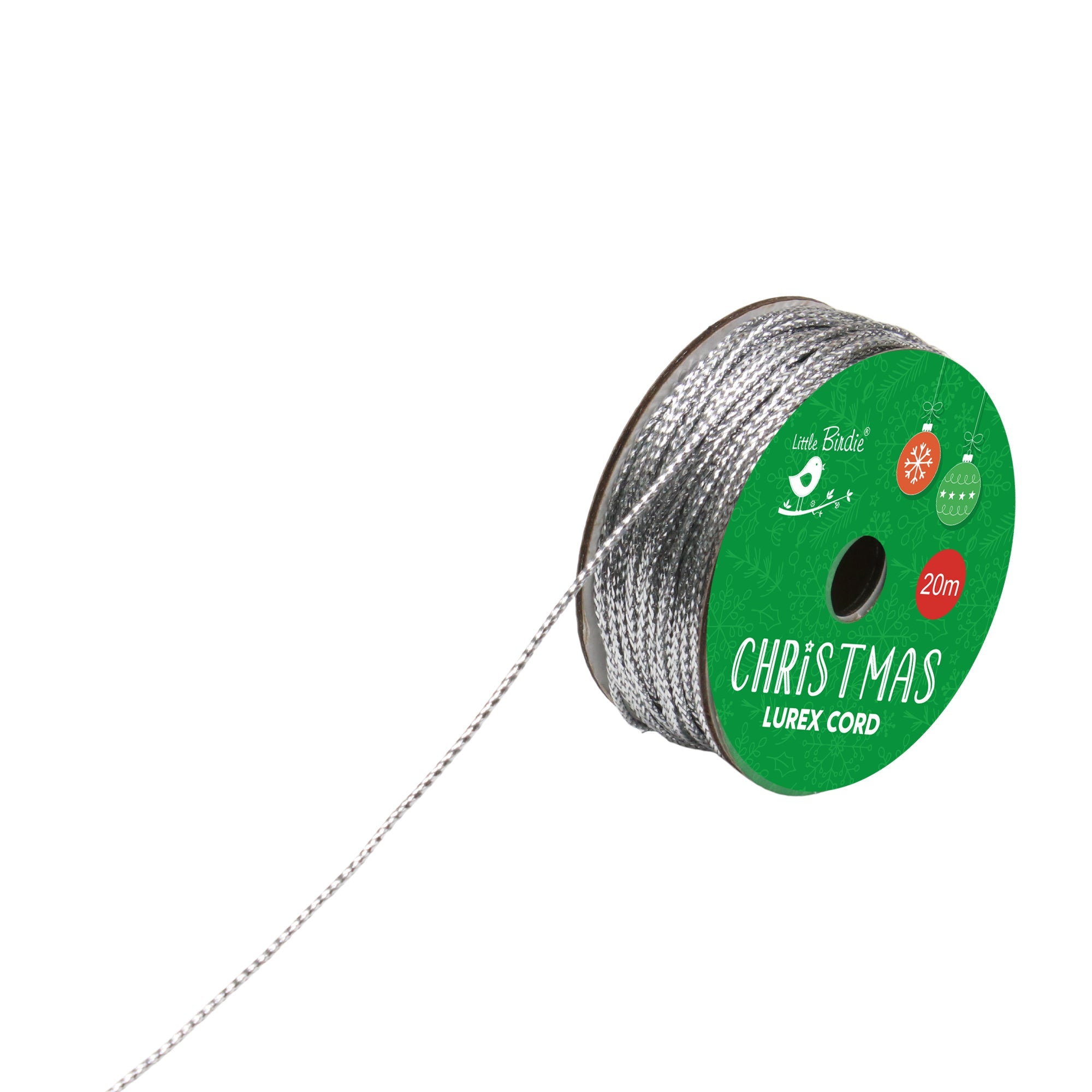 Christmas Lurex Cord Silver 20m
