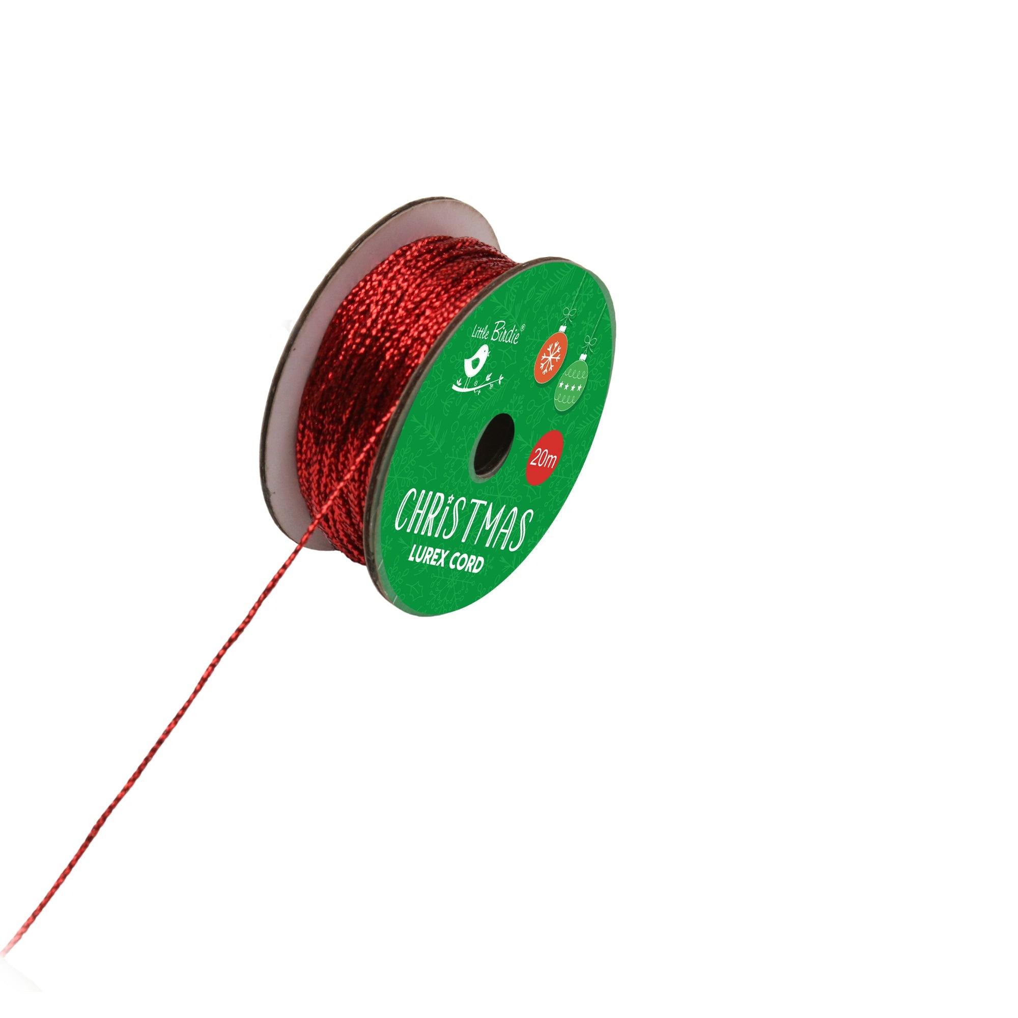 Christmas Lurex Cord Red 20m