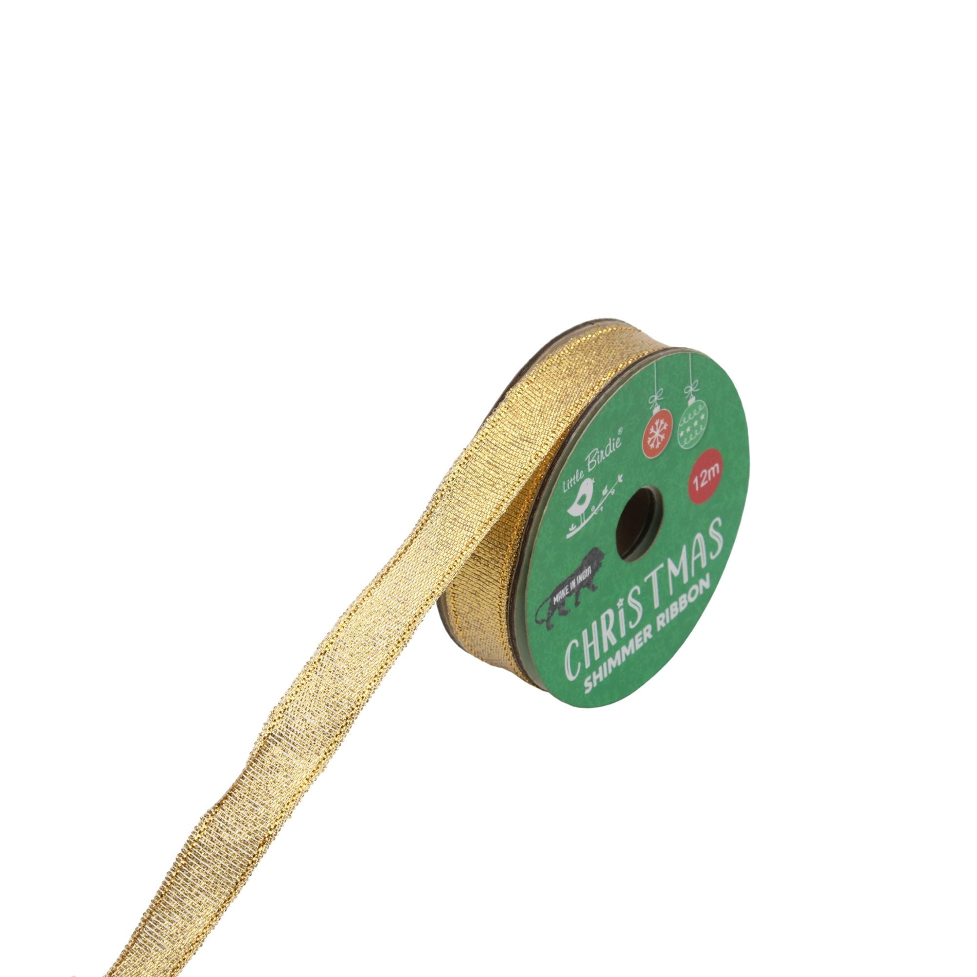 Christmas Shimmer Ribbon - Gold, 12m