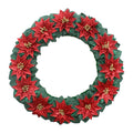 Handmade Christmas Wreath 10 inch Green With Glitter Poinsettia Flower 1pc