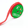 Christmas Pom Pom Festive Ribbon - 15mm, Red And Gold, 5mtr