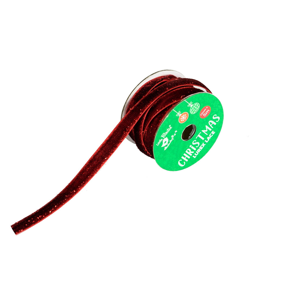 Christmas Lurex Lace - Red, 12mm, 5mtr