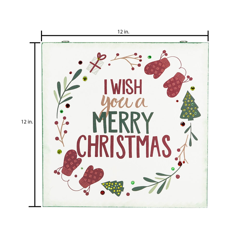 Christmas Home Decor MDF Panel 12mm - Festive Wish, 12 X 12inch, 1pc