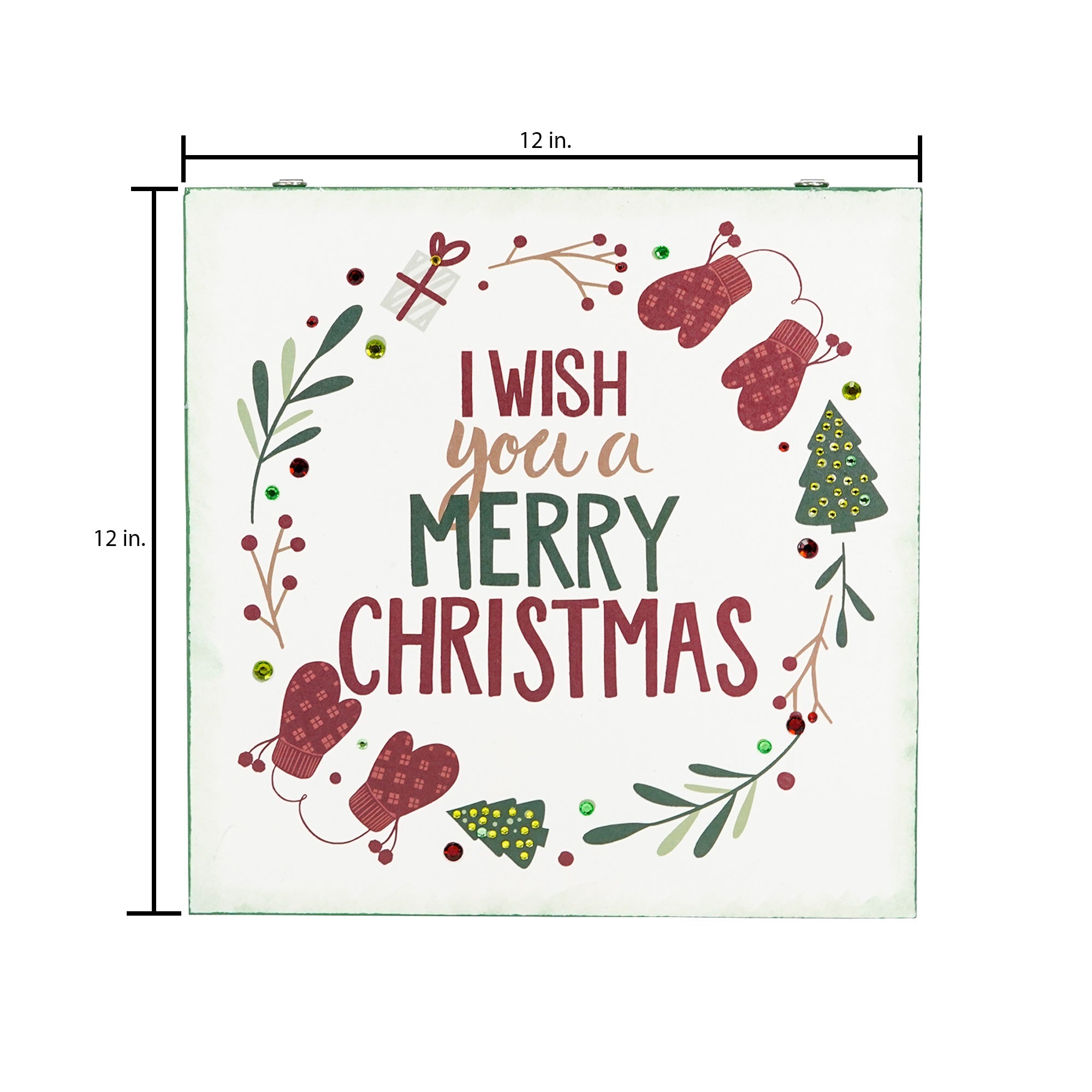 Christmas Home Decor MDF Panel 12mm - Festive Wish, 12 X 12inch, 1pc