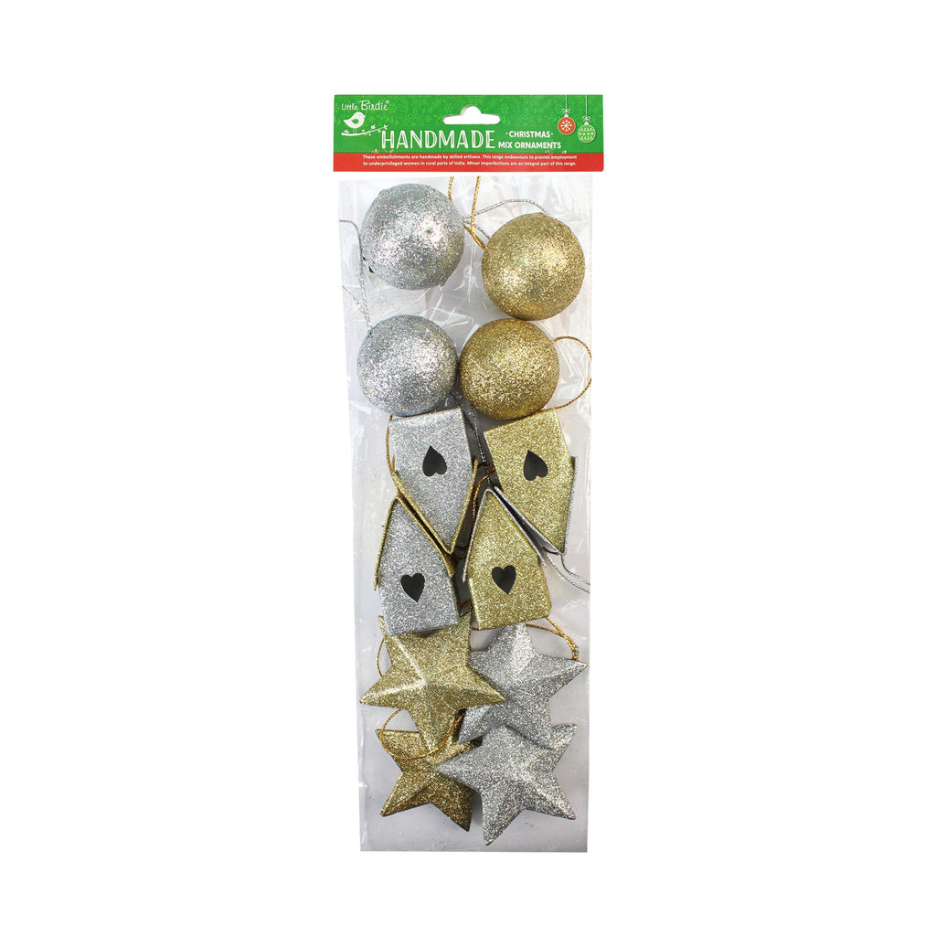 Handmade Christmas Ornaments - Gold & Silver, Assorted