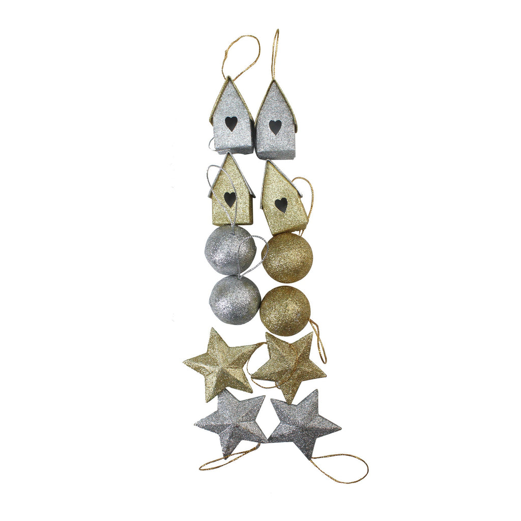 Handmade Christmas Ornaments - Gold & Silver, Assorted