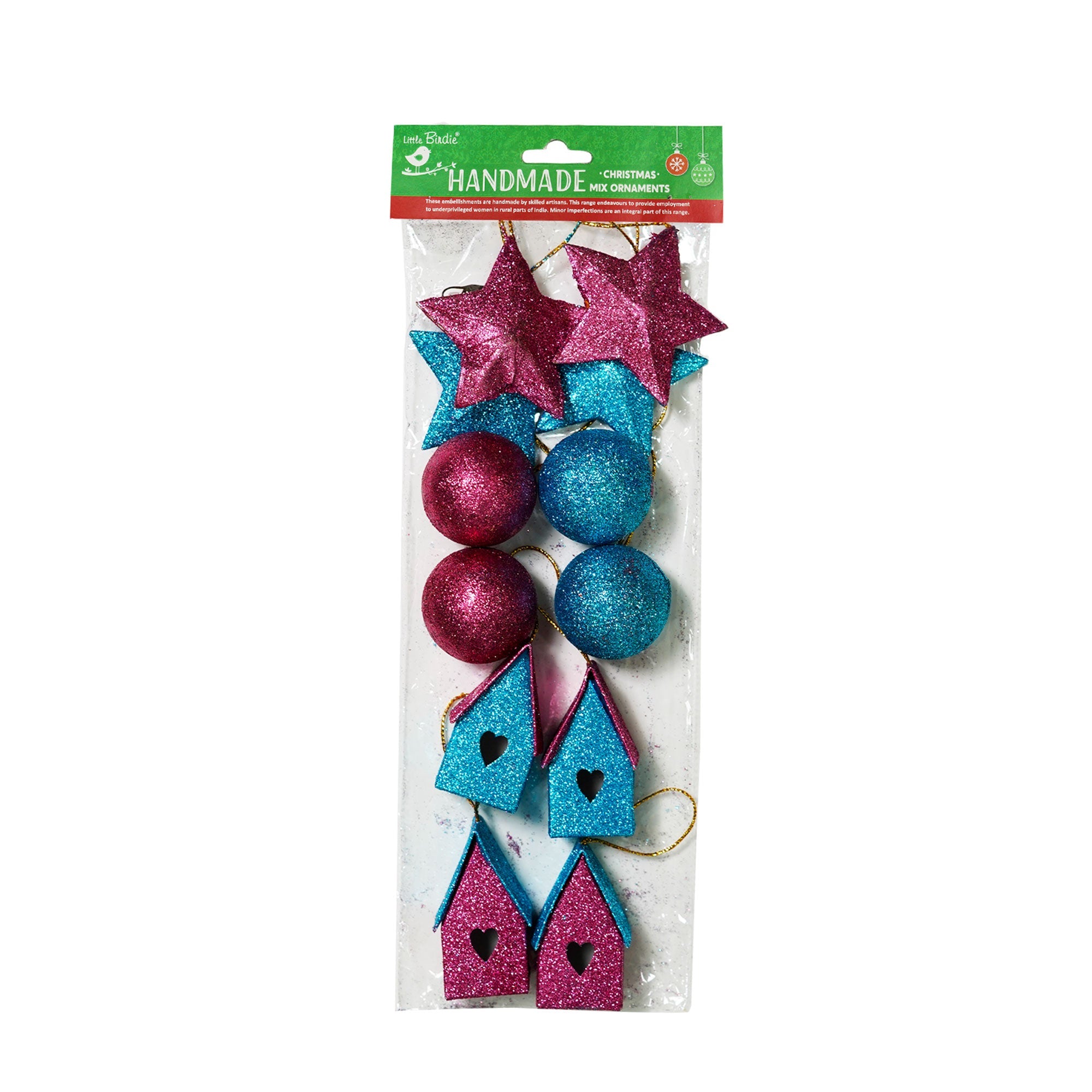 Handmade Christmas Ornaments - Bright Colours, Assorted