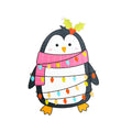 Foil Printed MDF Christmas Wall Hanging Decor - Festive Penguin, W12 x H16 x D0.07inches, 1pc