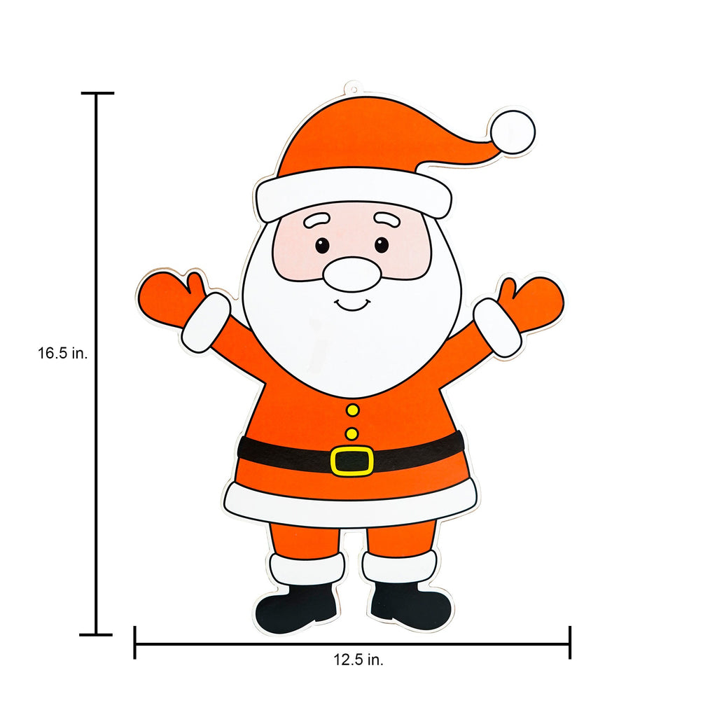 Foil Printed MDF Christmas Wall Hanging Decor - Santa Claus, W12.5 x H16.5 x D0.07inches, 1pc