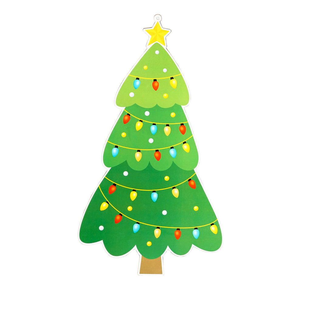 Foil Printed MDF Christmas Wall Hanging Decor - Christmas Tree W10 x H 18.5 x D0.07inches, 1pc