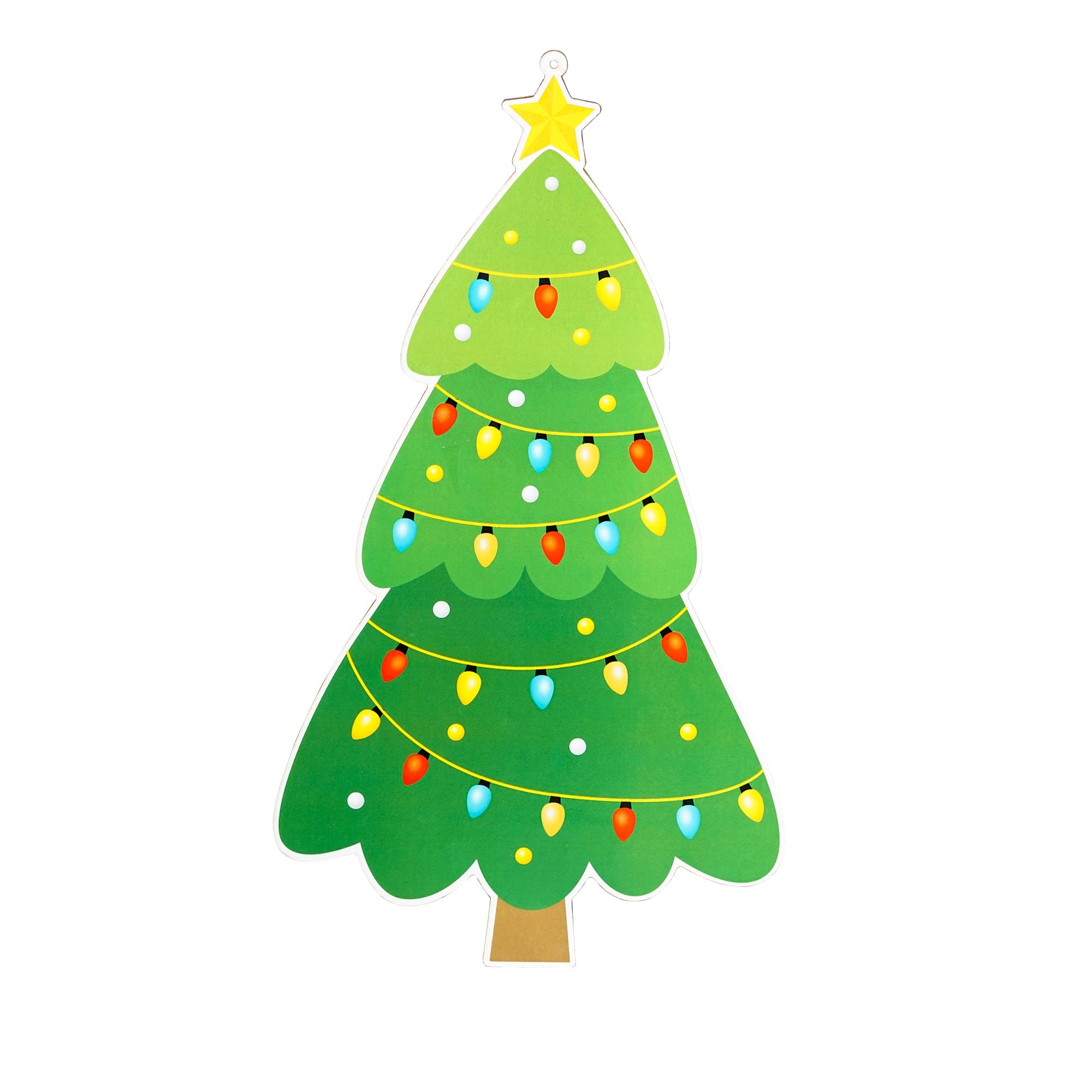 Foil Printed MDF Christmas Wall Hanging Decor - Christmas Tree W10 x H 18.5 x D0.07inches, 1pc