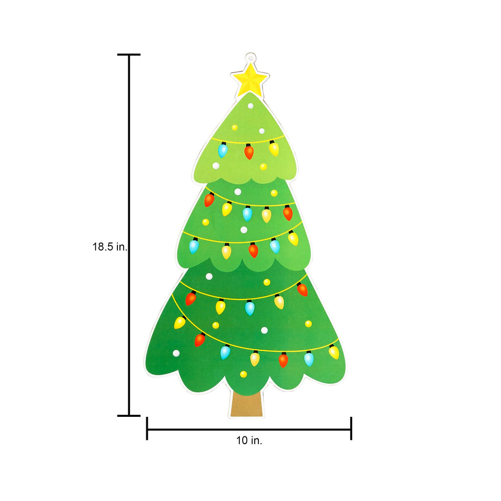 Foil Printed MDF Christmas Wall Hanging Decor - Christmas Tree W10 x H 18.5 x D0.07inches, 1pc