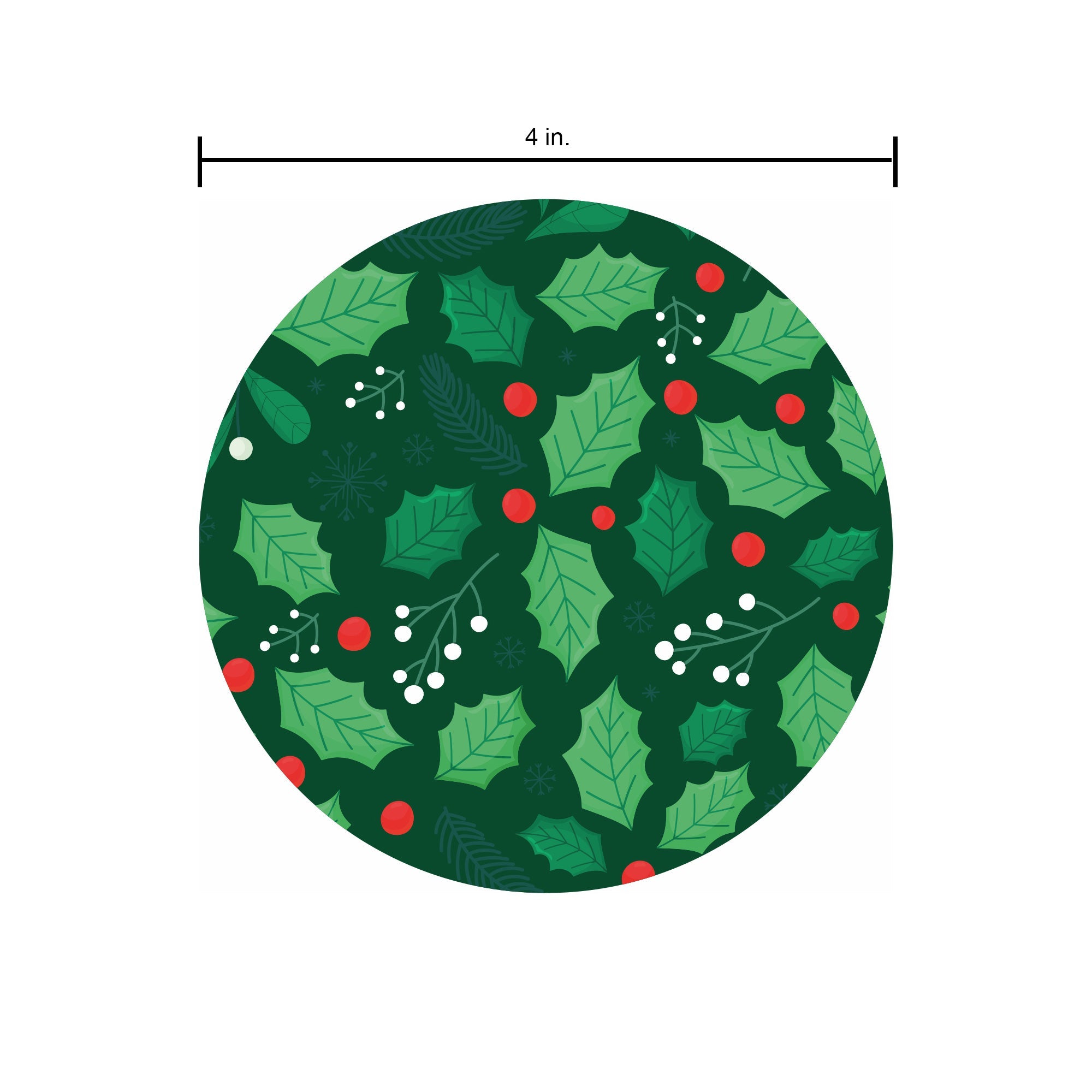 Foil Printed Christmas Coaster - 4inch dia, Holly Berries, 12pc