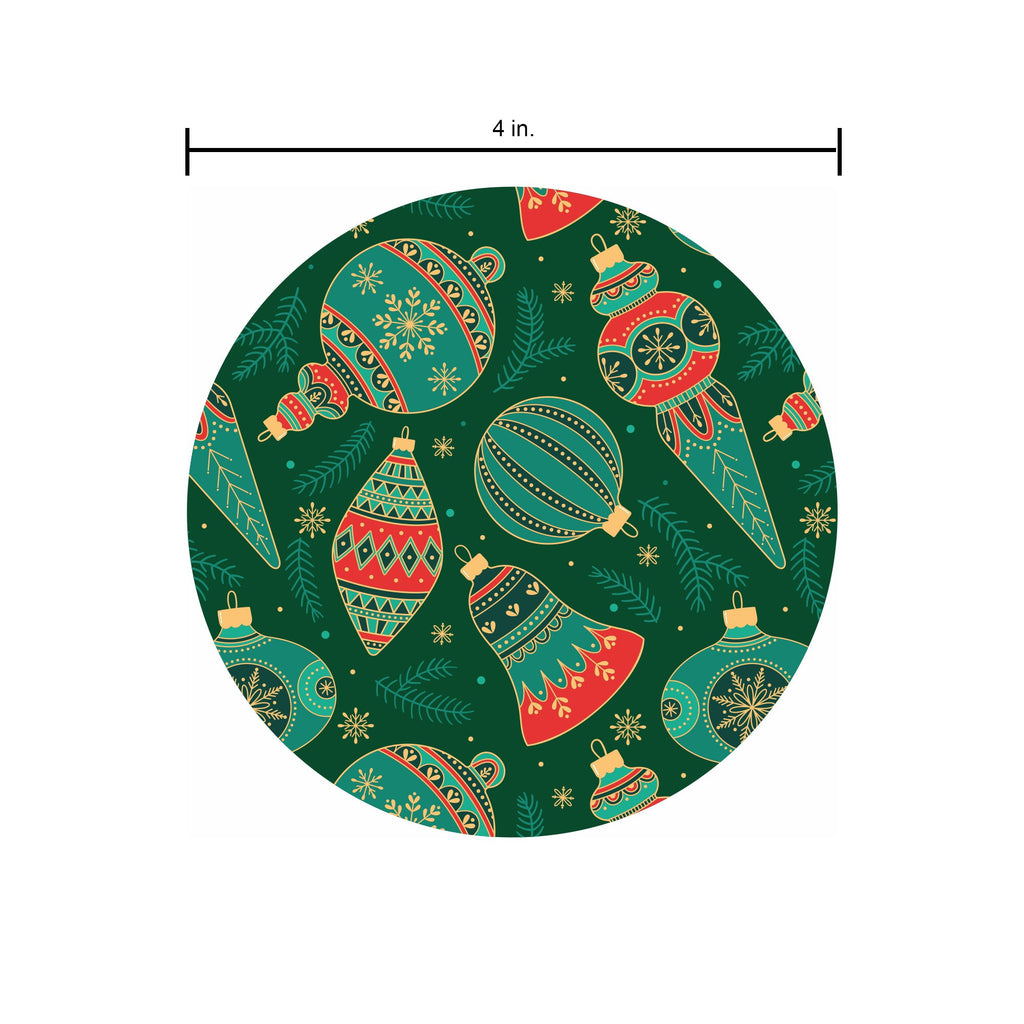 Foil Printed Christmas Coaster - 4inch dia, Christmas Ornaments, 12pc