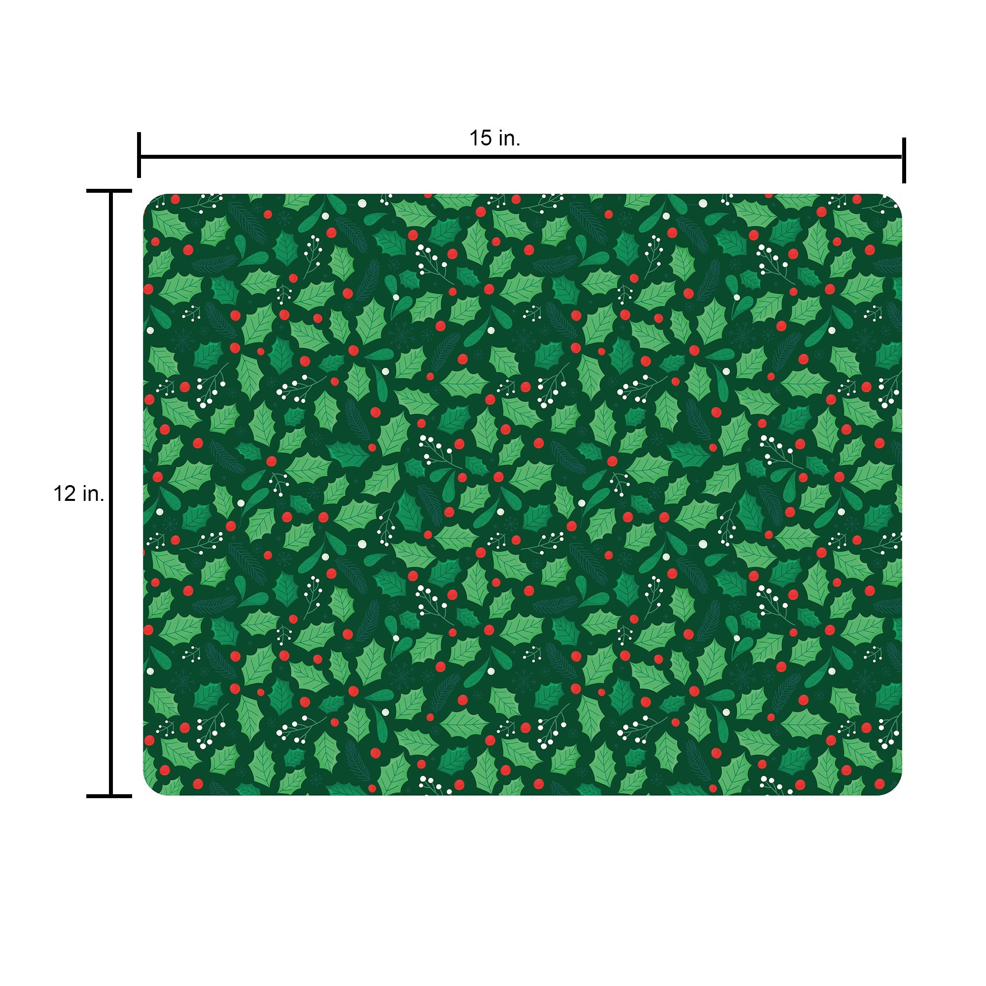 Foil Printed Christmas Placemat & Coaster Set - Holly Berries, W12 x H15 inches, W4 x H4 inches, 6pc each