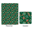 Foil Printed Christmas Placemat & Coaster Set - Christmas Ornaments, W12 x H15inches, W4 x H4inches,  6pc each