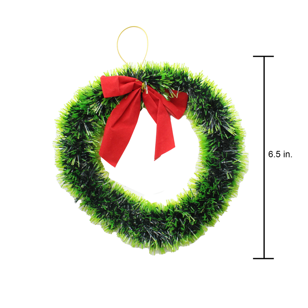 Christmas tinsel Wreath Green  6.5Inch 1pc
