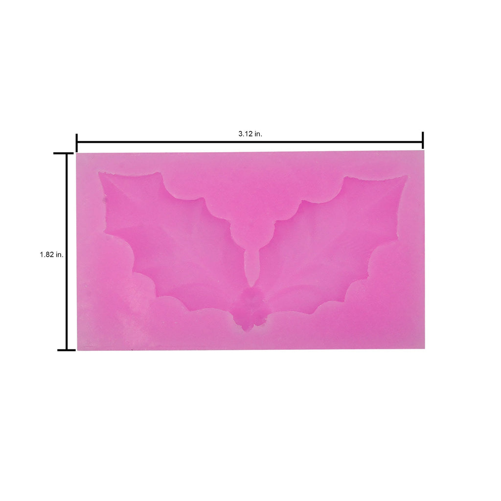 Silicone Mould Holly & Berries - W 1.82 X L 3.12inch, D - 10mm, 1pc