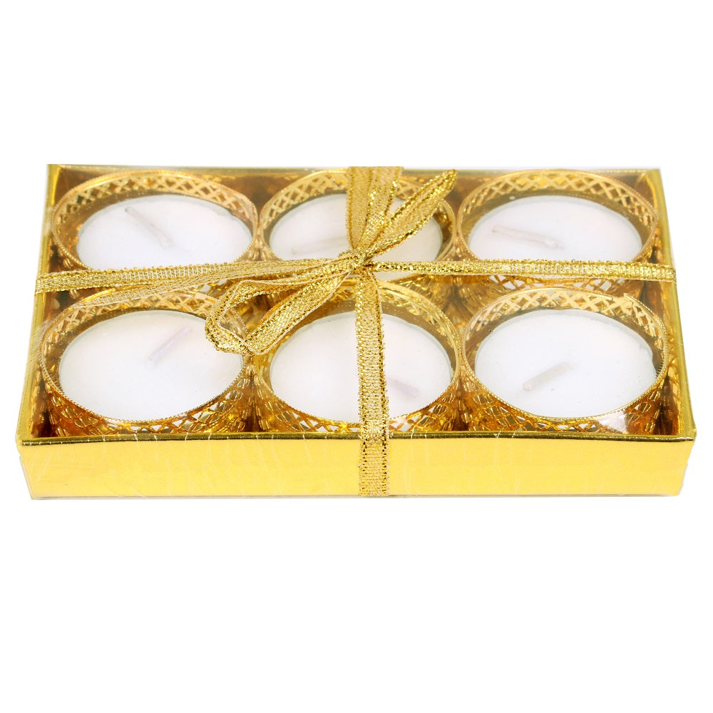 Decorative Golden Tealight Candles 6pcs