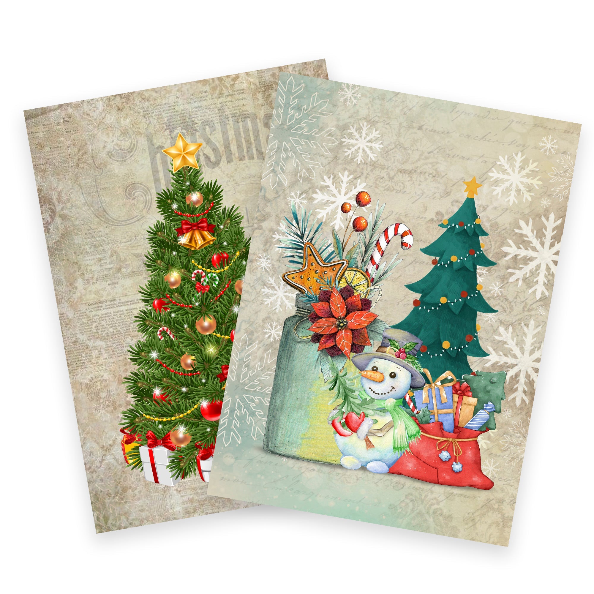 Decoupage Paper Joyful Christmas A4 2 Designs 4Sheets