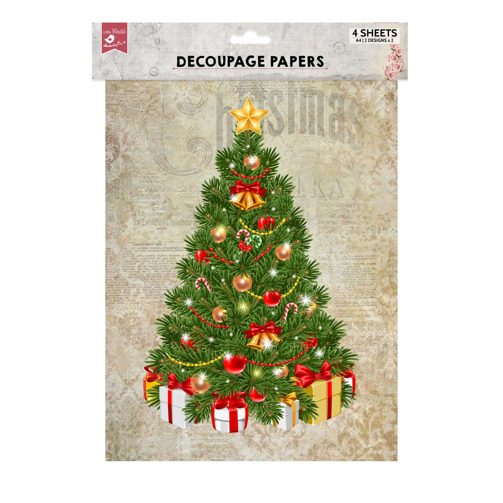 Decoupage Paper Joyful Christmas A4 2 Designs 4Sheets