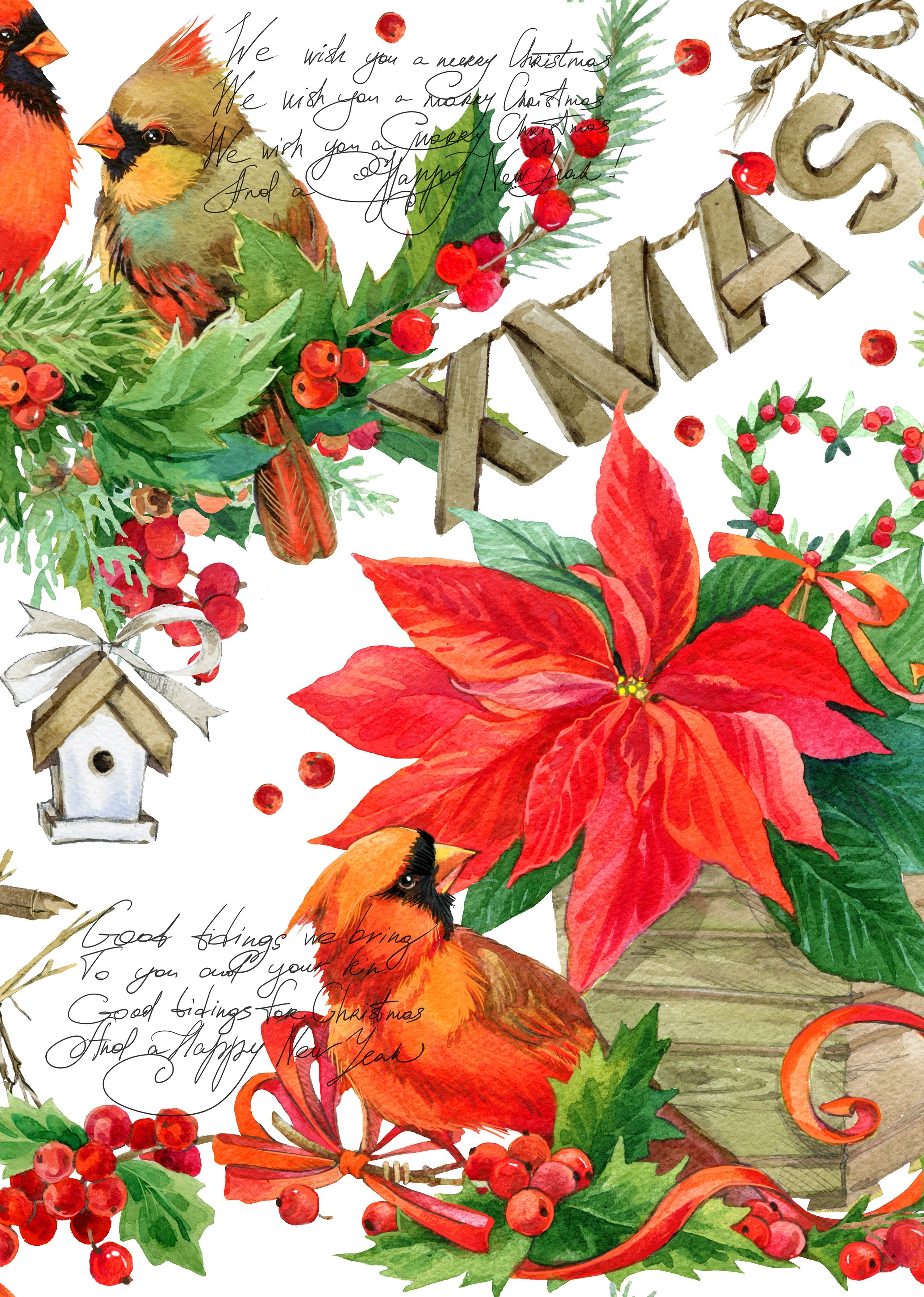 Filament Decoupage Christmas Robin A4 2 Designs 2Sheets