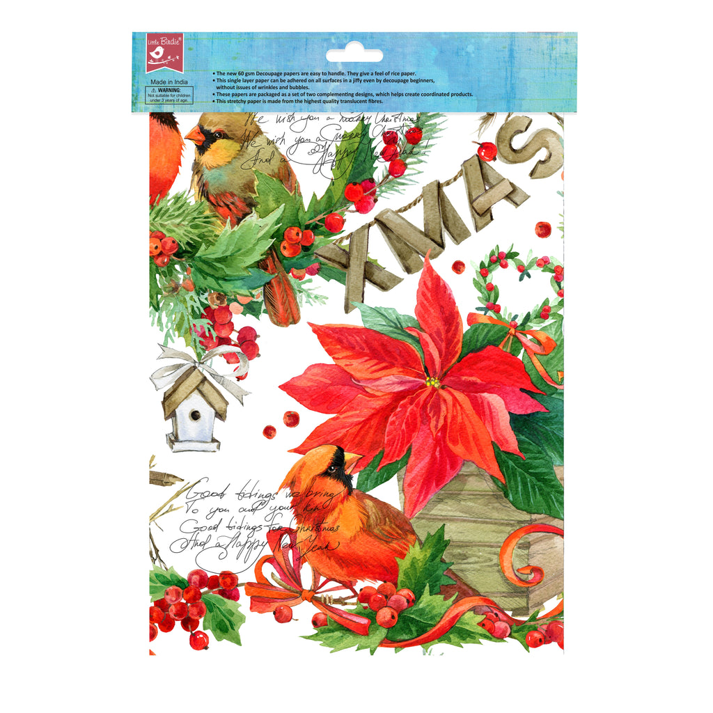 Filament Decoupage Christmas Robin A4 2 Designs 2Sheets