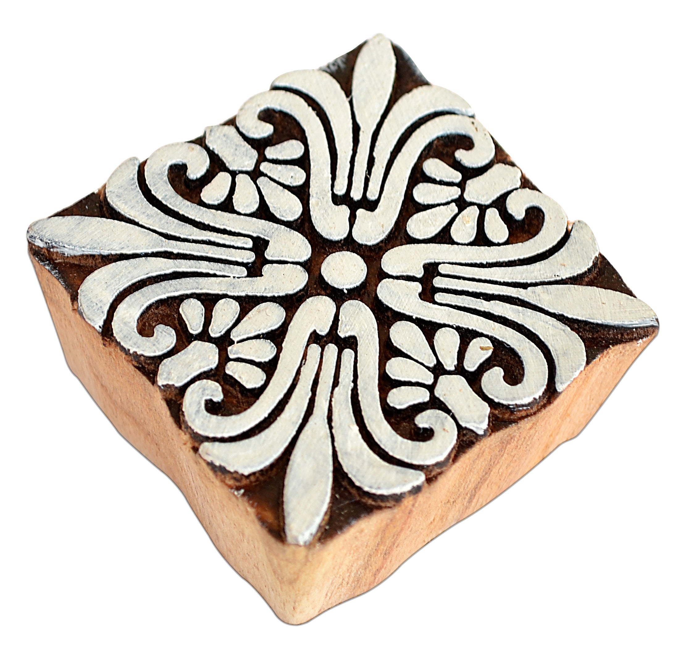 Hand Carved Wooden Printing Block Festive Flower 1pc