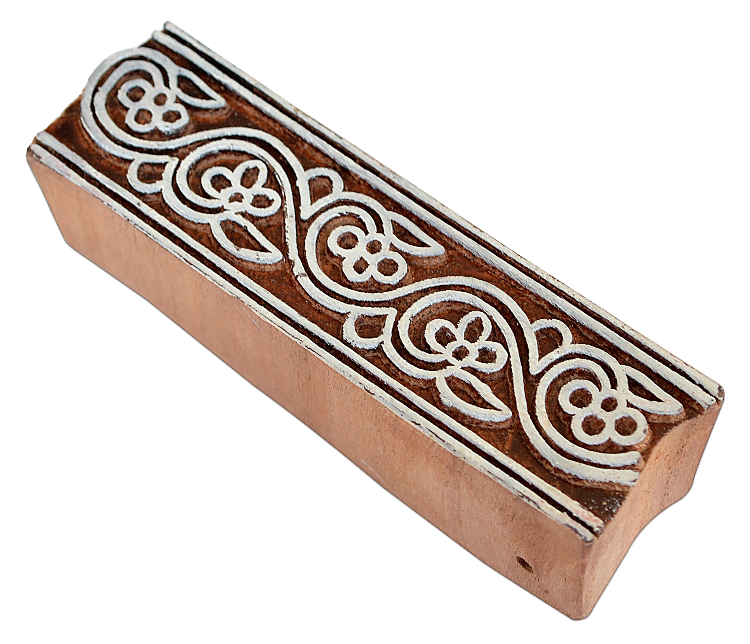 Hand Carved Wooden Printing Block Floral Border 1pc