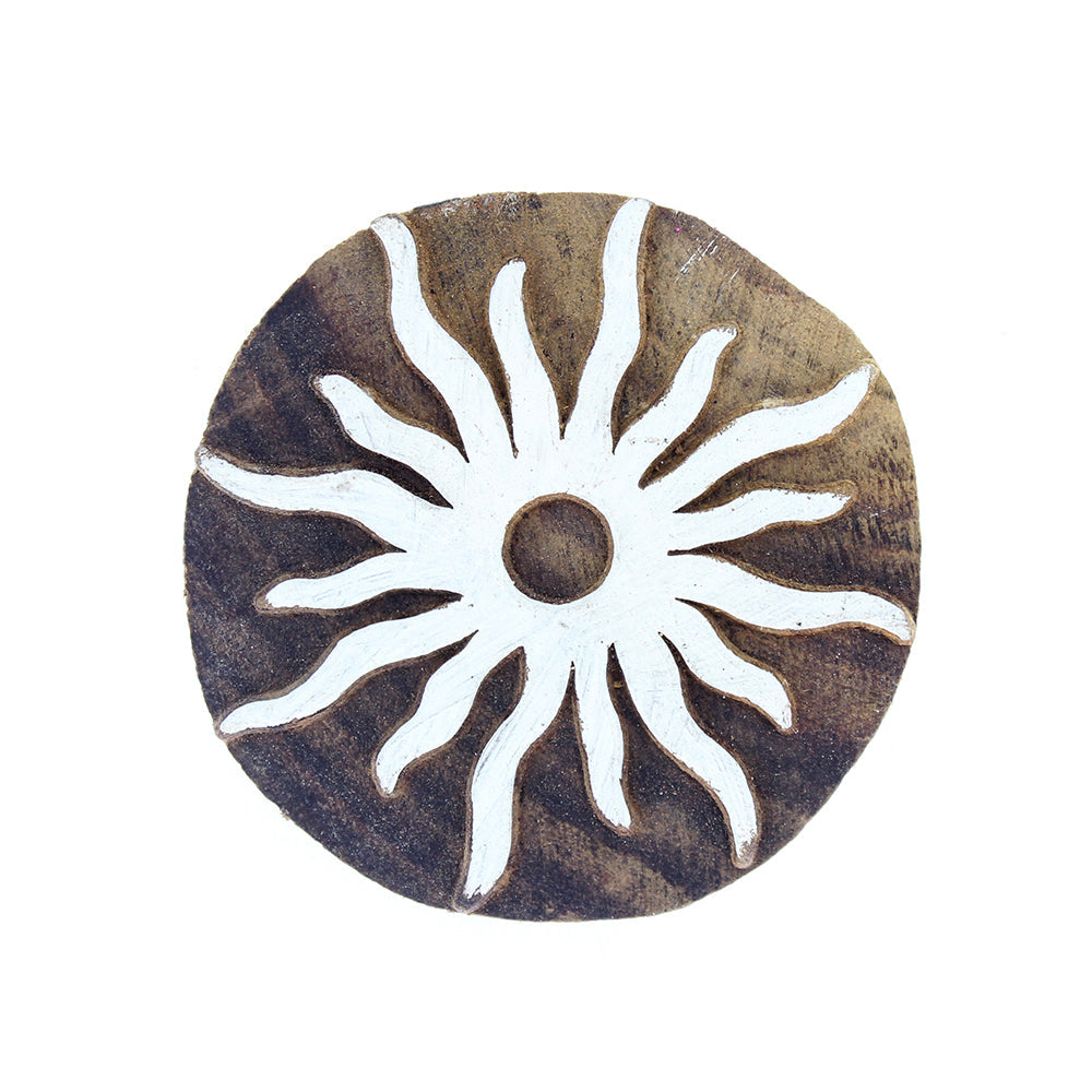 Hand Carved Wooden Printing Block Sun 1pc