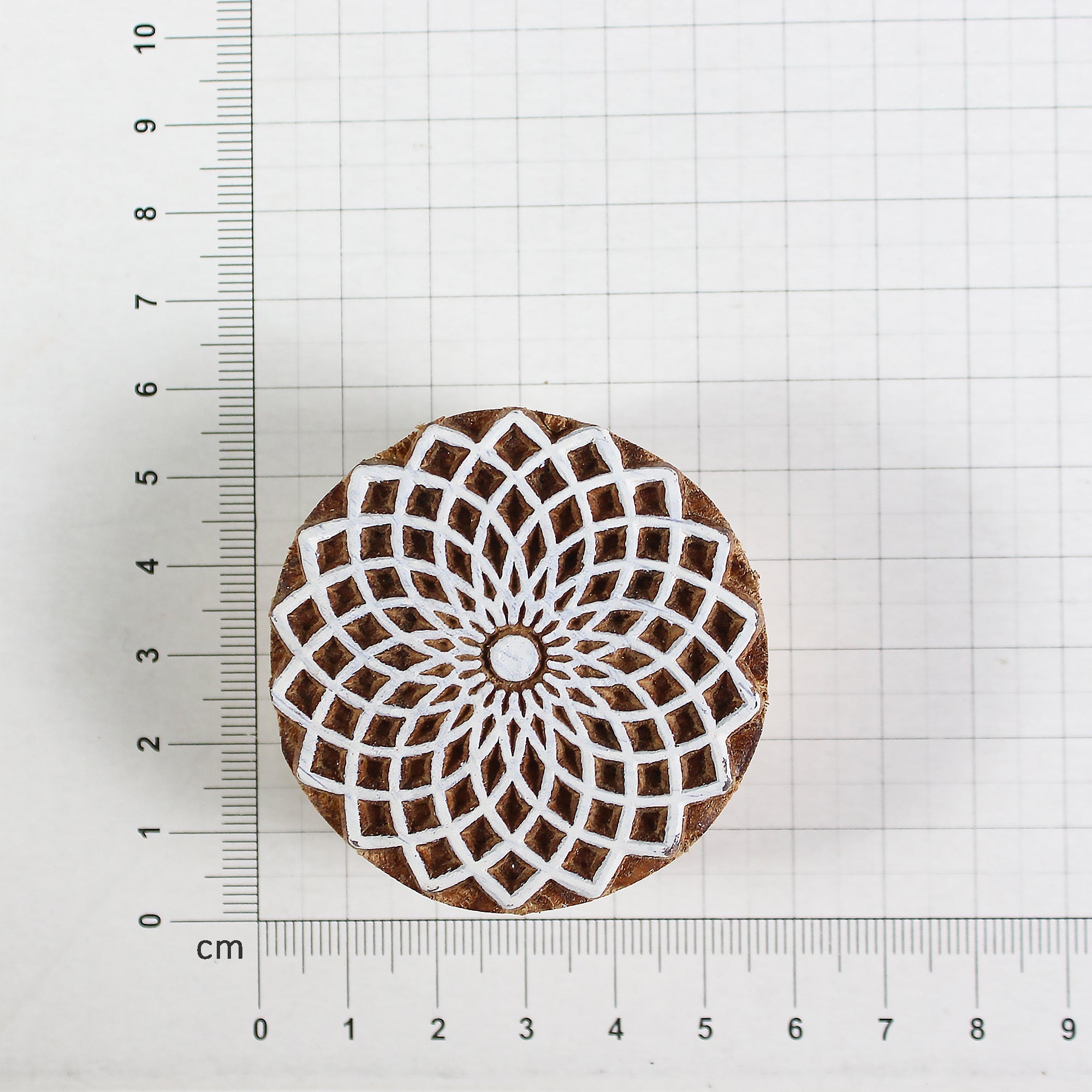 Hand Carved Wooden Printing Block Daisy Mandala W 2inch X L 2inch 1pc