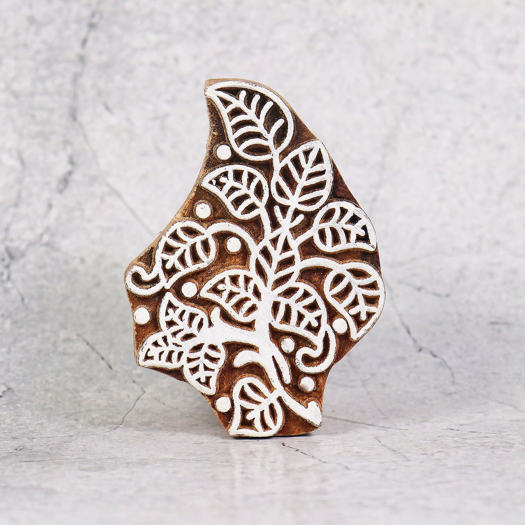 Hand Carved Wooden Printing Block Wild Vine W 1.75inch X L 2.5inch 1pc