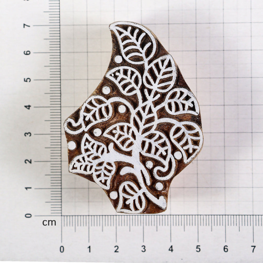 Hand Carved Wooden Printing Block Wild Vine W 1.75inch X L 2.5inch 1pc