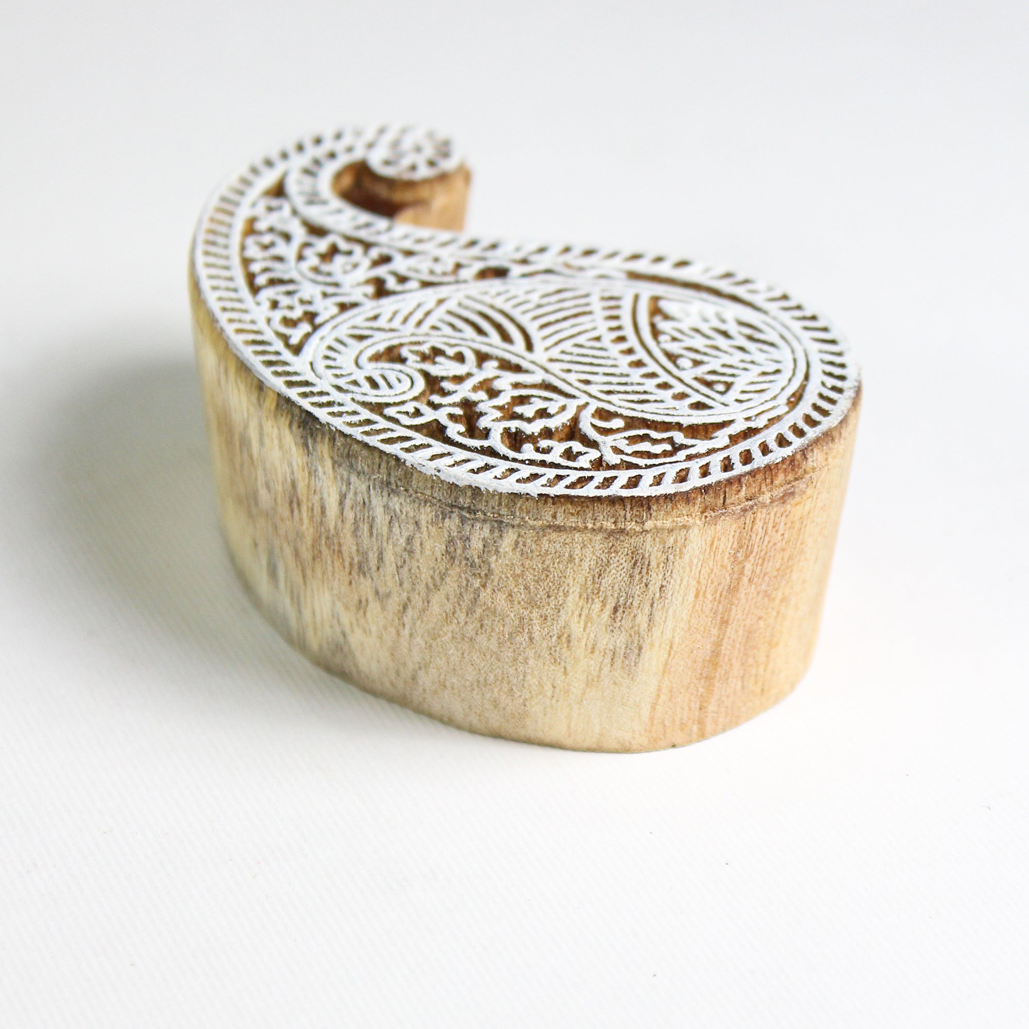 Hand Carved Wooden Printing Block Dual Paisley W 2inch X L 3inch 1pc