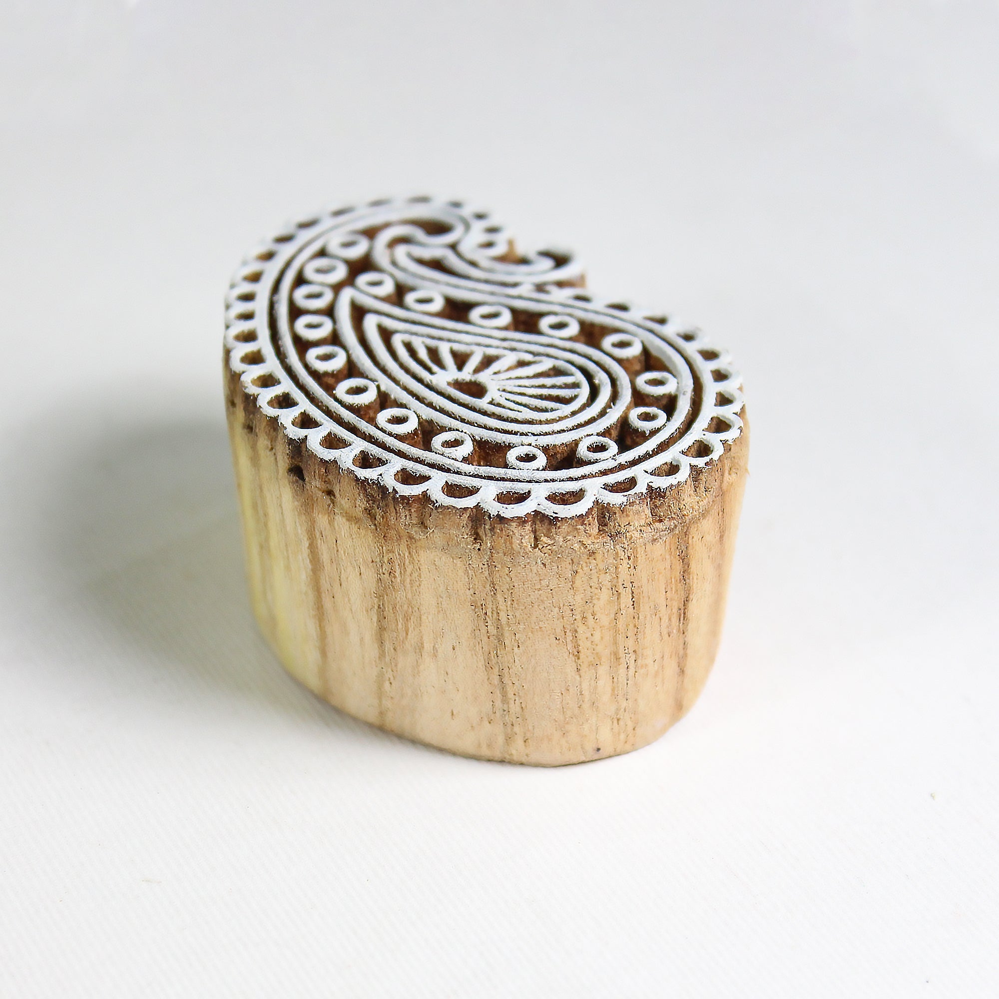 Hand Carved Wooden Printing Block Paisley Delight W 1.5inch X L 2.5inch 1pc