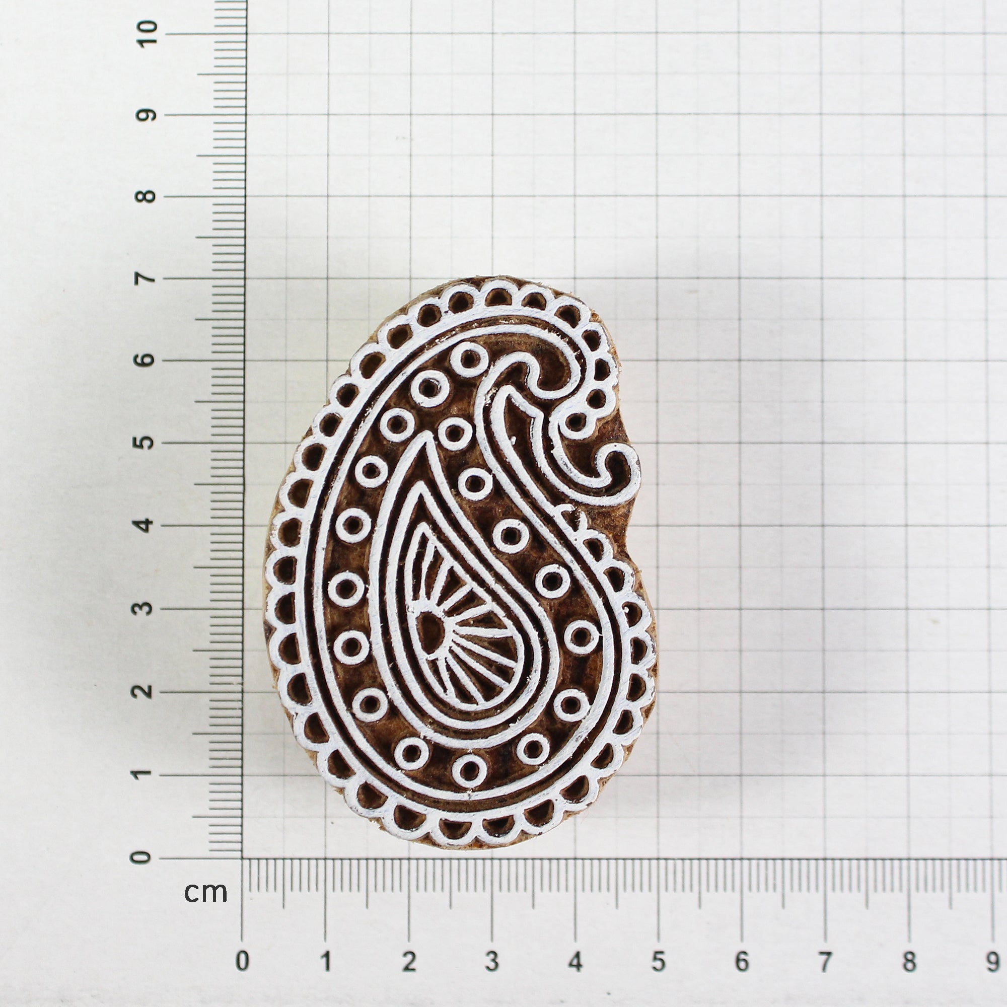 Hand Carved Wooden Printing Block Paisley Delight W 1.5inch X L 2.5inch 1pc