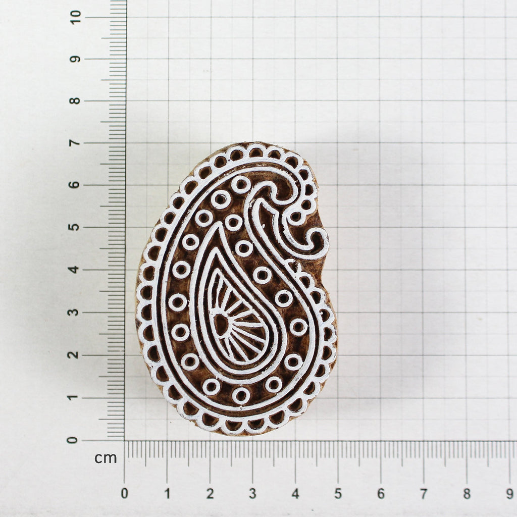 Hand Carved Wooden Printing Block Paisley Delight W 1.5inch X L 2.5inch 1pc
