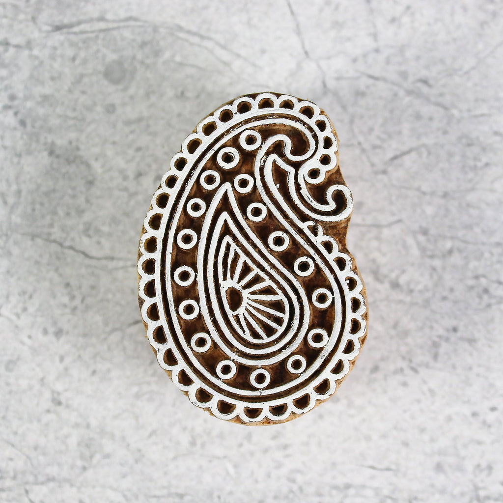 Hand Carved Wooden Printing Block Paisley Delight W 1.5inch X L 2.5inch 1pc
