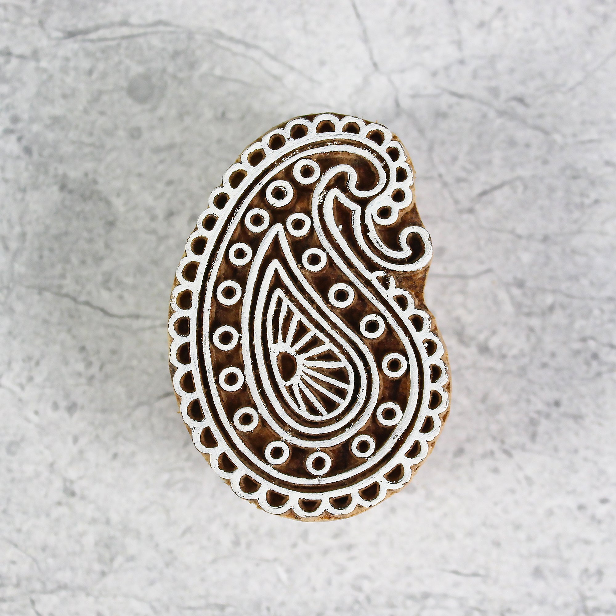 Hand Carved Wooden Printing Block Paisley Delight W 1.5inch X L 2.5inch 1pc