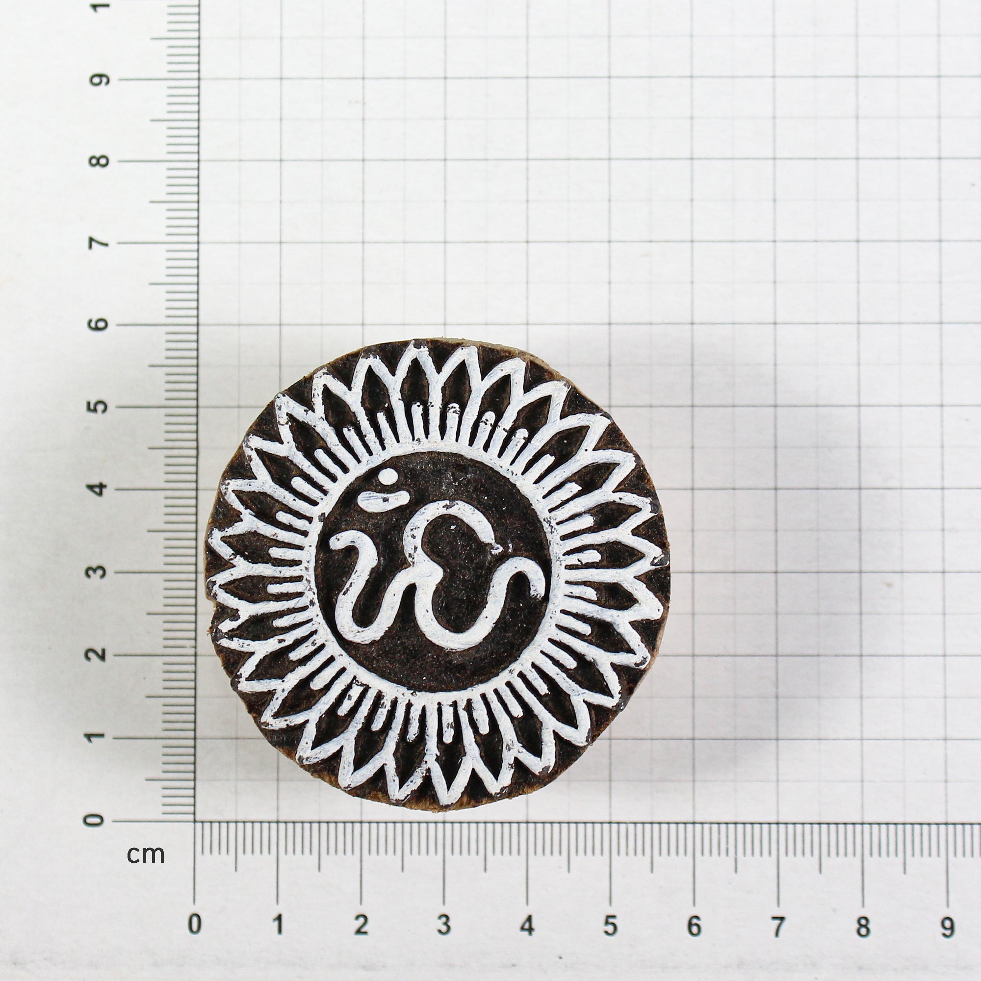 Hand Carved Wooden Printing Block Om On Sun W 2inch X L 2inch 1pc