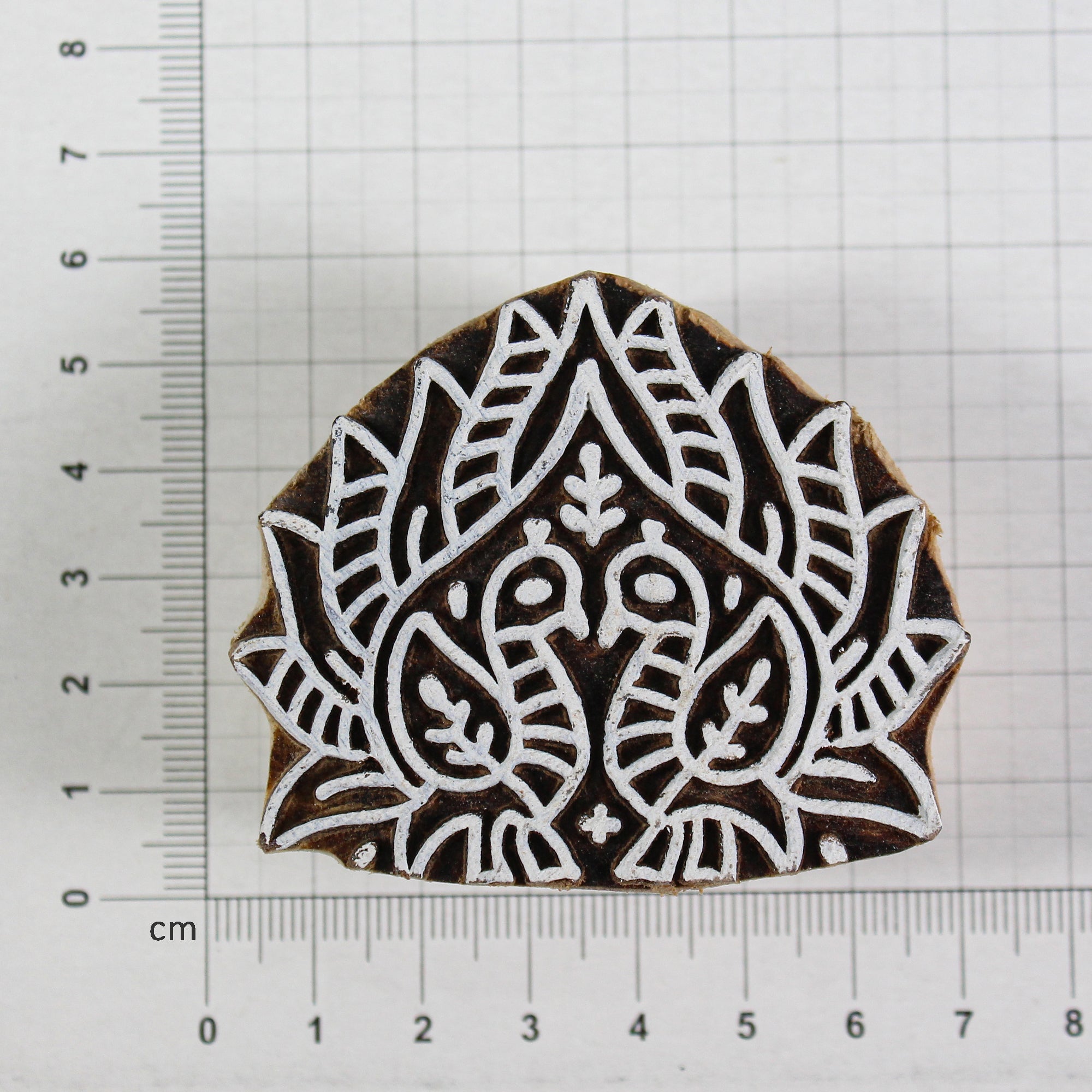 Hand Carved Wooden Printing Block Peacock Duo W 2.5inch X L 2inch 1pc