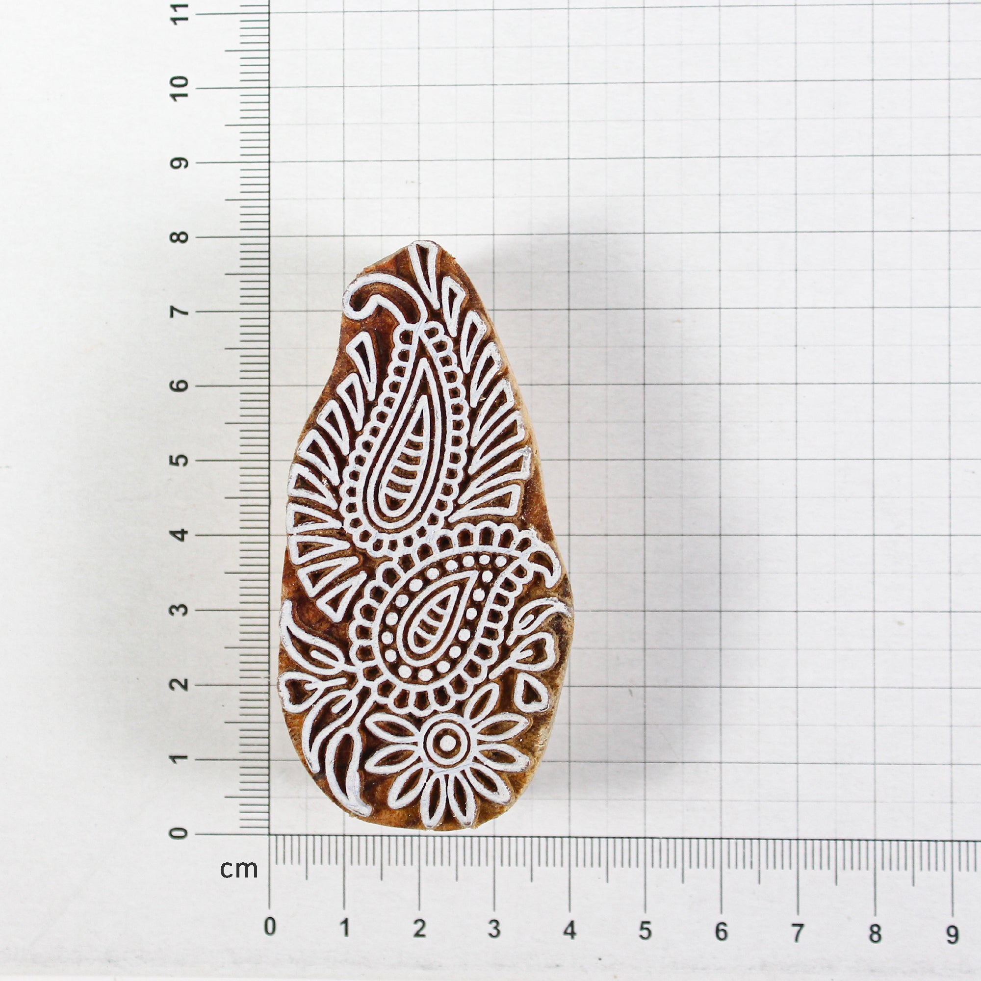 Hand Carved Wooden Printing Block Paisley Duet W 1.25inch X L 2.75inch 1pc