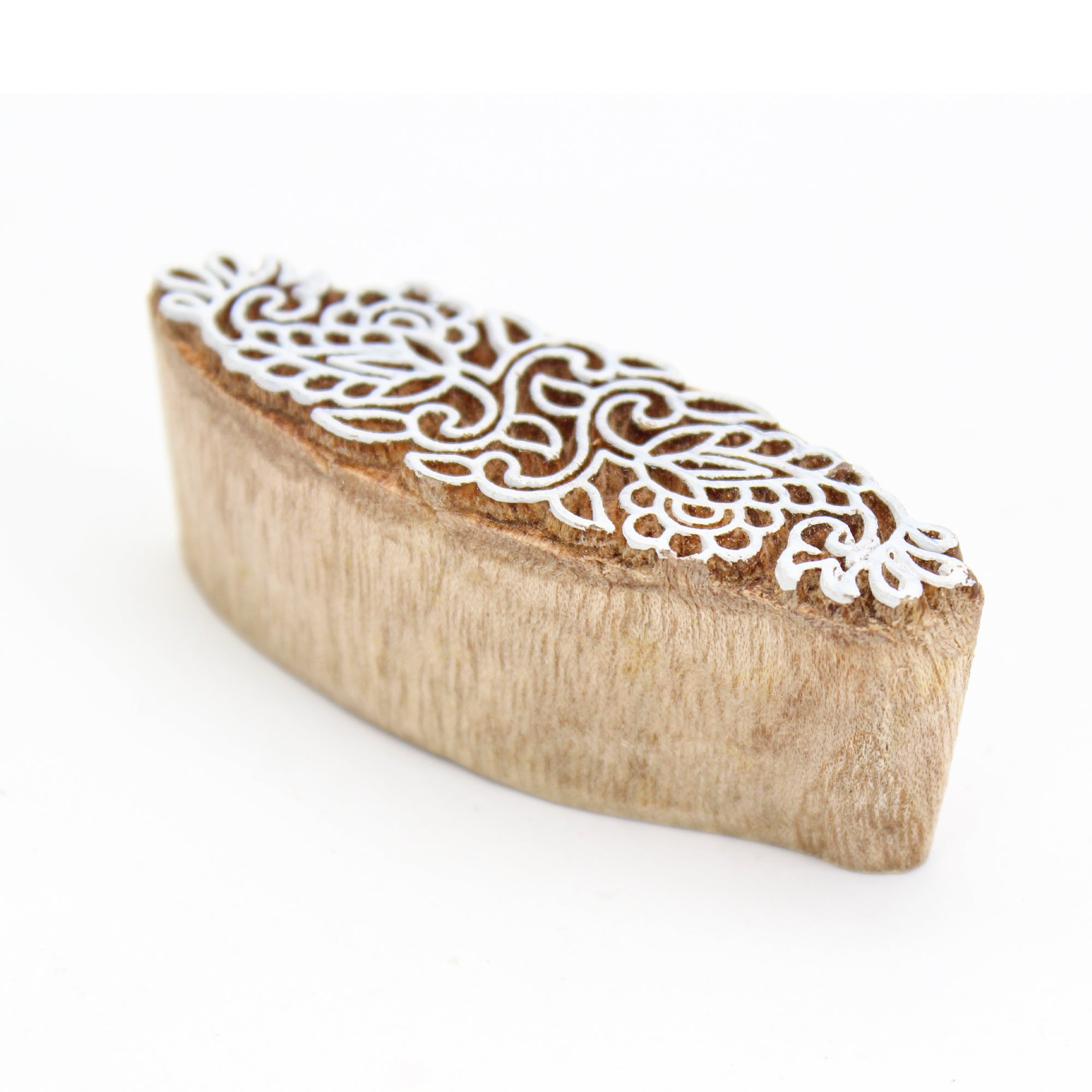 Hand Carved Wooden Printing Block Mandala Flora W 0.5inch X L 2.5inch 1pc