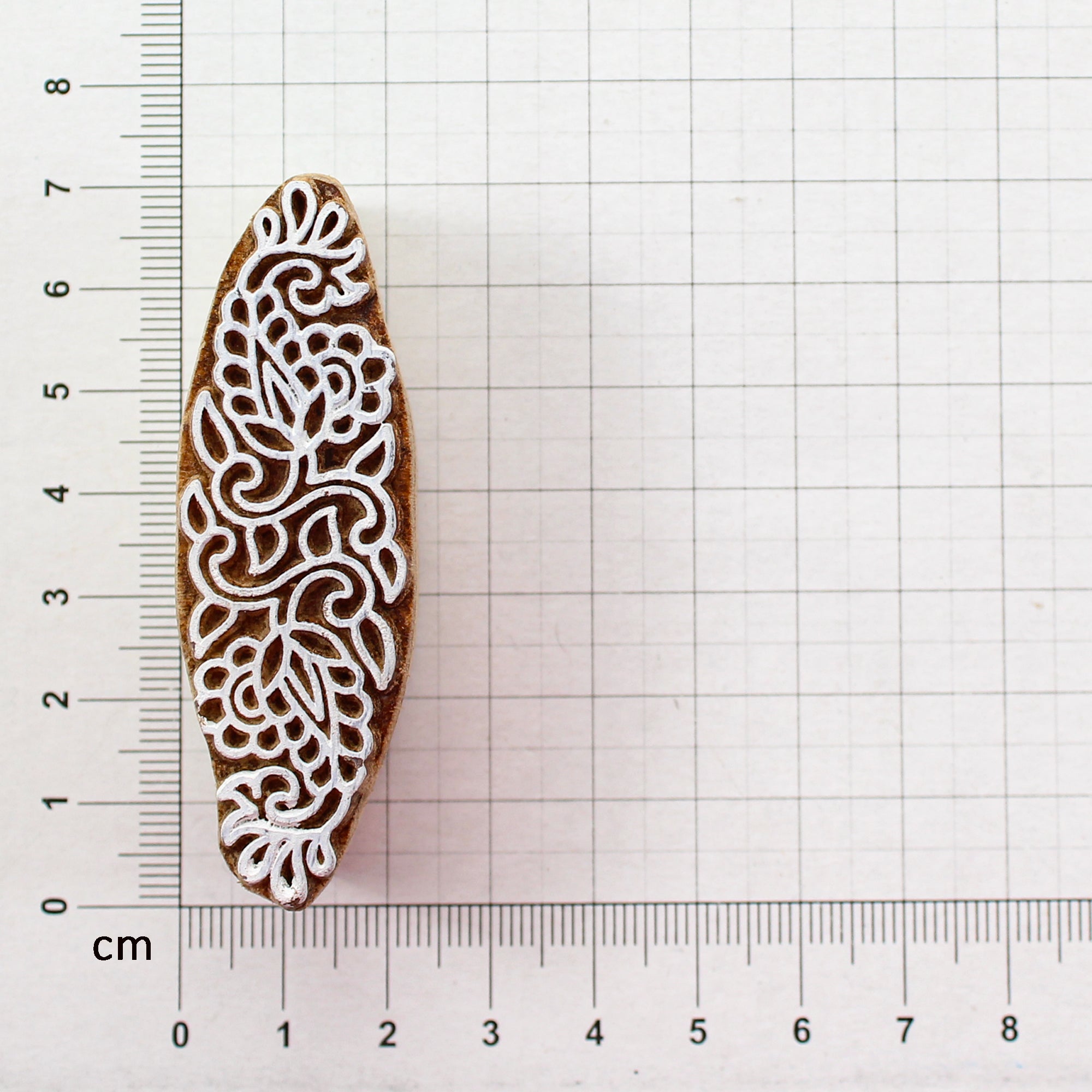 Hand Carved Wooden Printing Block Mandala Flora W 0.5inch X L 2.5inch 1pc