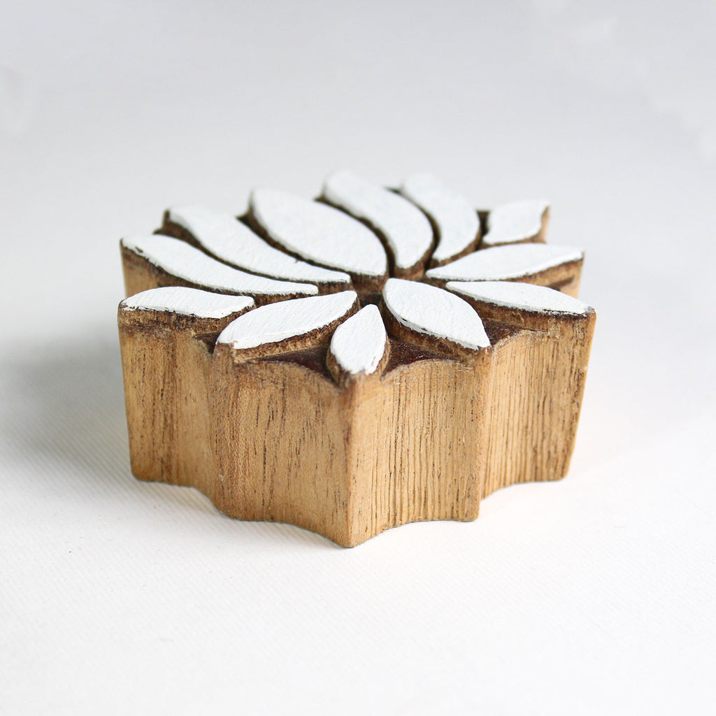 Hand Carved Wooden Printing Block Lotus W 2.5inch X L 2inch 1pc