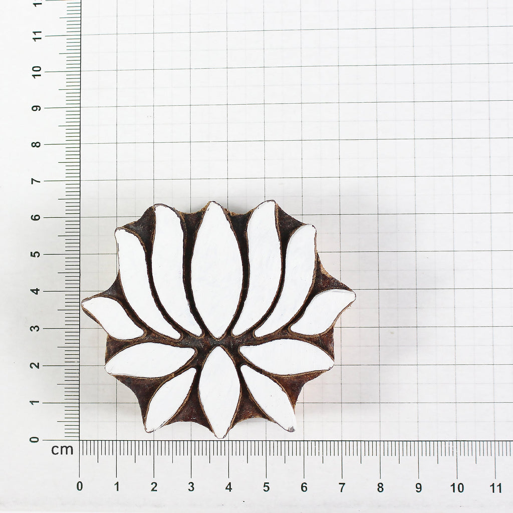 Hand Carved Wooden Printing Block Lotus W 2.5inch X L 2inch 1pc