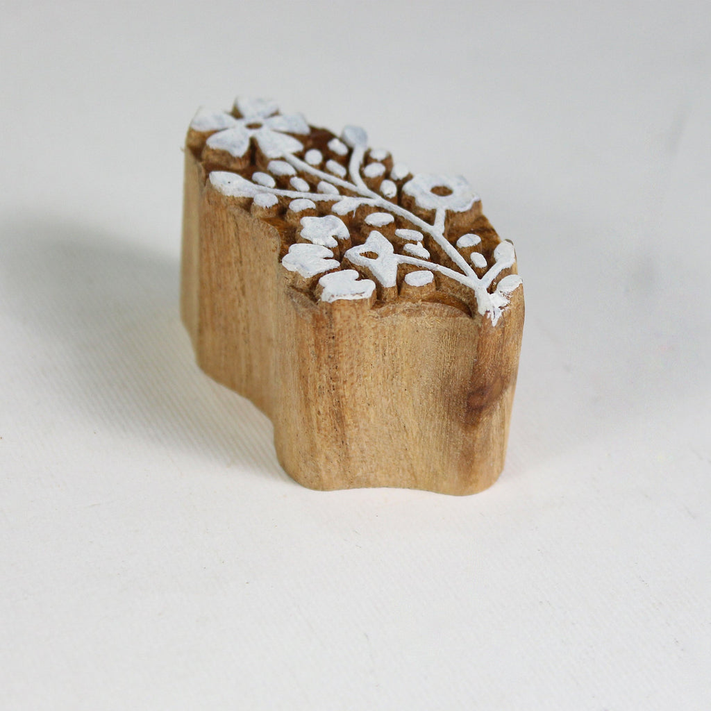 Hand Carved Wooden Printing Block Meadow Blooms W 1inch X L 2inch 1pc